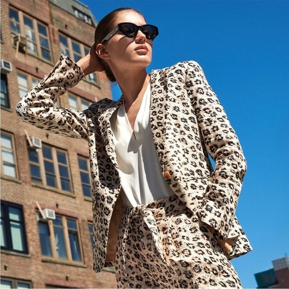 Joie Anilah Leopard Print Blazer One Button Linen Size 6 NWT - Picture 2 of 12